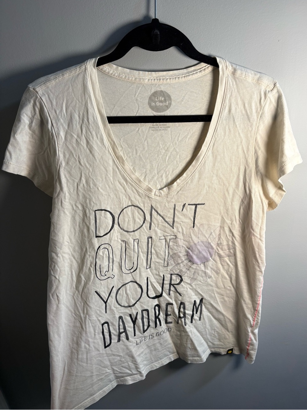 Life Is Good Cream V-Neck Graphic Tee